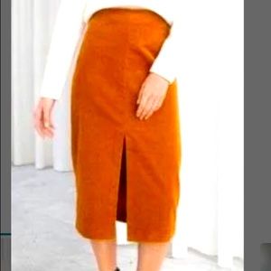 & Other Stories Brown Corduroy Pencil Skirt